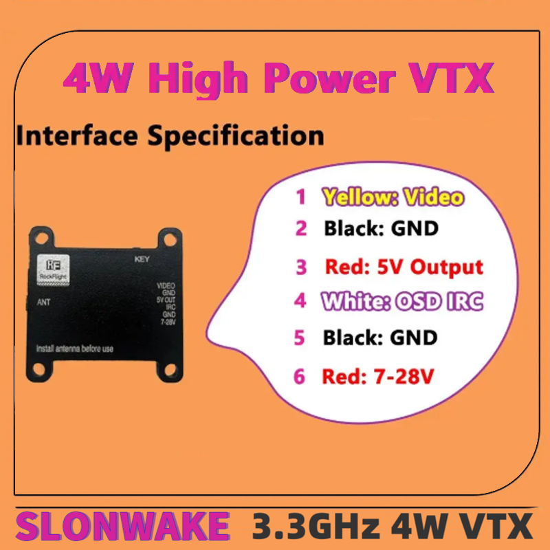 SLONWAKE FPV 3.3G 16CH 4000mW  - đánh giá và giá Drone Receiver