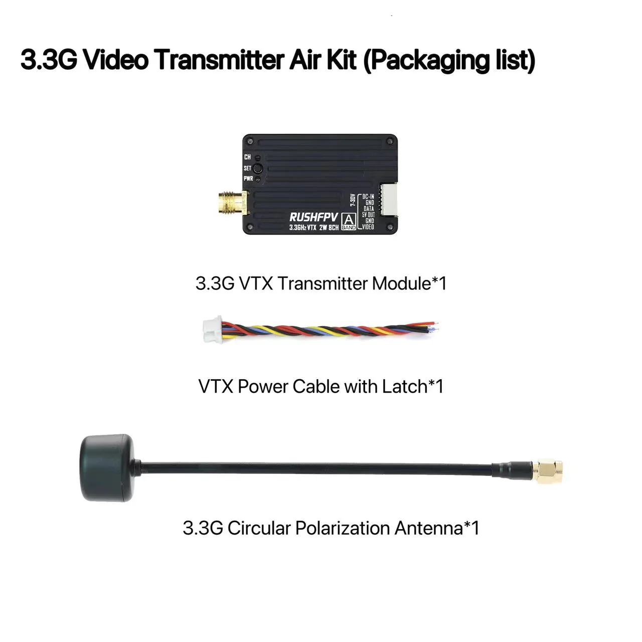 RUSHFPV 3.3G 2W VTX Transmitte - đánh giá và giá Drone Antenna